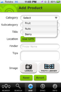 Screenshot of Berry Hunters App adding your trees